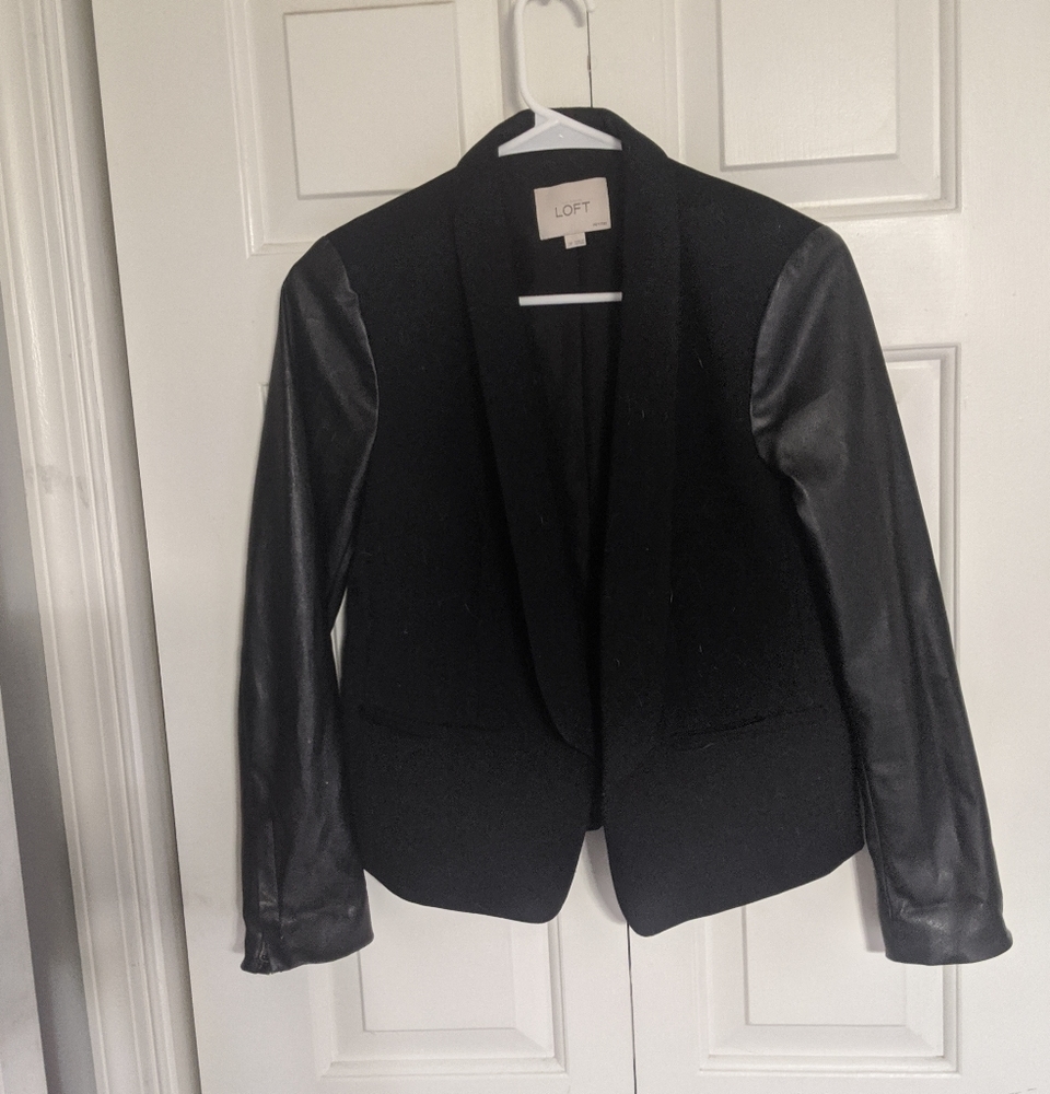 Petite Loft Leather Blazer